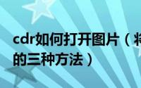 cdr如何打开图片（将图片在CDR软件中打开的三种方法）