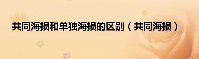 共同海损和单独海损的区别（共同海损）