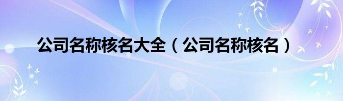 公司名称核名大全（公司名称核名）