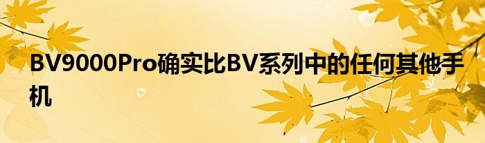 BV9000Pro确实比BV系列中的任何其他手机