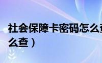 社会保障卡密码怎么查啊（社会保障卡密码怎么查）