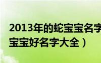 2013年的蛇宝宝名字怎样取（蛇年2013蛇年宝宝好名字大全）