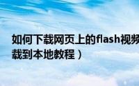 如何下载网页上的flash视频（把网页上的flash经典视频下载到本地教程）