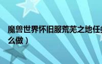 魔兽世界怀旧服荒芜之地任务（魔兽世界怀旧服废土任务怎么做）