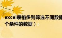 excel表格多列筛选不同数据条件（Excel中如何筛选多列多个条件的数据）