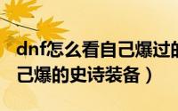 dnf怎么看自己爆过的史诗（DNF如何查看自己爆的史诗装备）