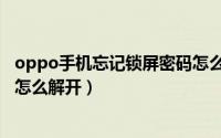 oppo手机忘记锁屏密码怎么查询（oppo手机忘记锁屏密码怎么解开）