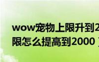 wow宠物上限升到2000（wow远古魔力上限怎么提高到2000）