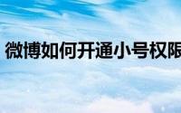 微博如何开通小号权限（微博如何开通会员）
