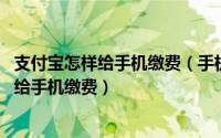 支付宝怎样给手机缴费（手机支付宝怎么用 手机支付宝如何给手机缴费）