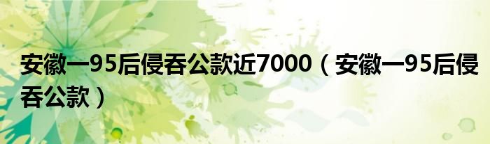 安徽一95后侵吞公款近7000（安徽一95后侵吞公款）