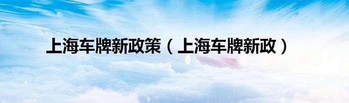 上海车牌新政策（上海车牌新政）