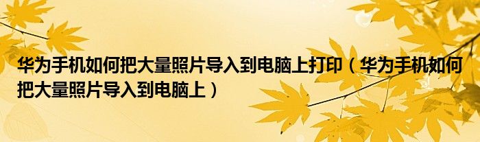 华为手机如何把大量照片导入到电脑上打印（华为手机如何把大量照片导入到电脑上）