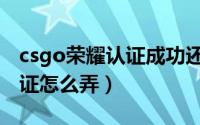 csgo荣耀认证成功还是不能玩（csgo荣耀认证怎么弄）