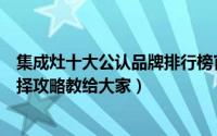 集成灶十大公认品牌排行榜官方网站（集成灶什么牌子好选择攻略教给大家）