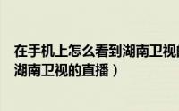 在手机上怎么看到湖南卫视的直播回放（在手机上怎么看到湖南卫视的直播）