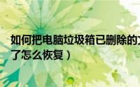 如何把电脑垃圾箱已删除的文件恢复（电脑垃圾箱的东西删了怎么恢复）