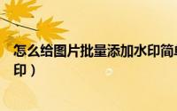怎么给图片批量添加水印简单快捷（怎么给图片批量添加水印）