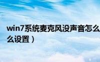 win7系统麦克风没声音怎么办（WIN7系统麦克风没声音怎么设置）