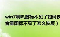 win7喇叭图标不见了如何恢复（win7系统右下角的小喇叭音量图标不见了怎么恢复）