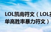LOL凯南符文（LOL英雄联盟狂暴之心凯南中单高胜率暴力符文）