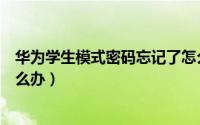 华为学生模式密码忘记了怎么办（华为学生模式密码忘记怎么办）
