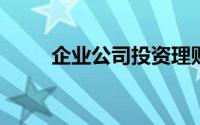 企业公司投资理财的基本概念分析