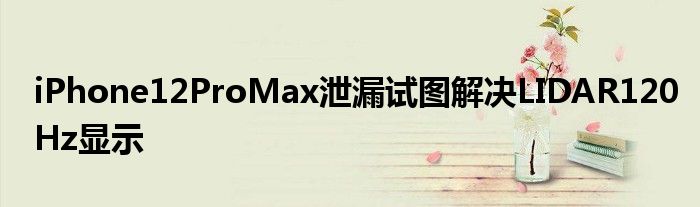 iPhone12ProMax泄漏试图解决LIDAR120Hz显示
