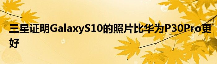 三星证明GalaxyS10的照片比华为P30Pro更好