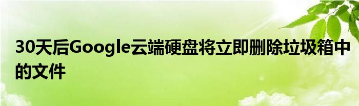30天后Google云端硬盘将立即删除垃圾箱中的文件