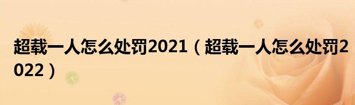 超载一人怎么处罚2021（超载一人怎么处罚2022）