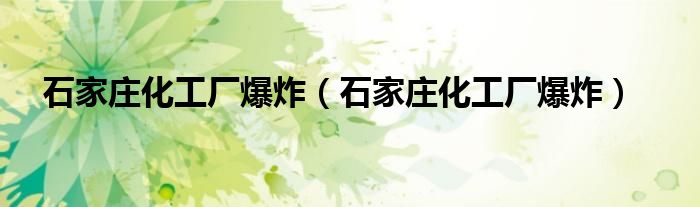 石家庄化工厂爆炸（石家庄化工厂爆炸）