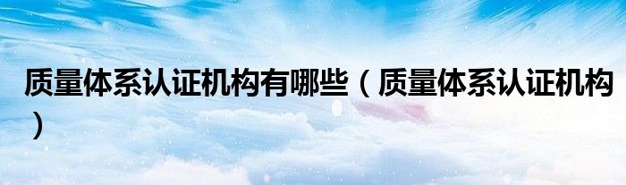 质量体系认证机构有哪些（质量体系认证机构）