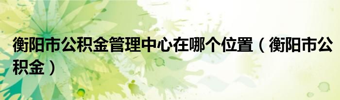 衡阳市公积金管理中心在哪个位置（衡阳市公积金）