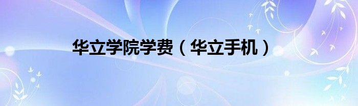 华立学院学费（华立手机）