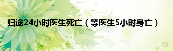 归途24小时医生死亡（等医生5小时身亡）
