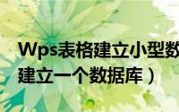 Wps表格建立小型数据库（如何用WPS表格建立一个数据库）