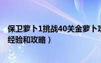 保卫萝卜1挑战40关金萝卜攻略（保卫萝卜挑战40关金萝卜经验和攻略）