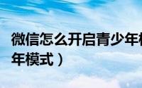 微信怎么开启青少年模式（微信怎么开启青少年模式）