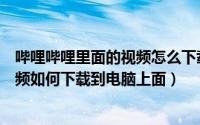 哔哩哔哩里面的视频怎么下载到电脑上（哔哩哔哩官网的视频如何下载到电脑上面）