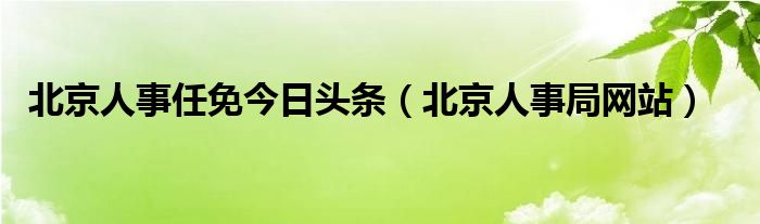 北京人事任免今日头条（北京人事局网站）