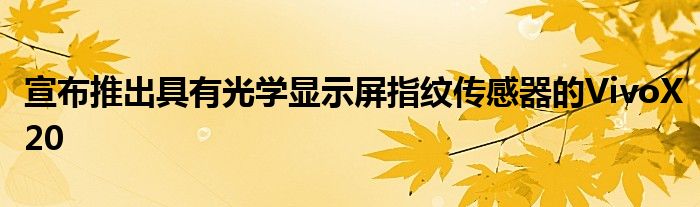 宣布推出具有光学显示屏指纹传感器的VivoX20