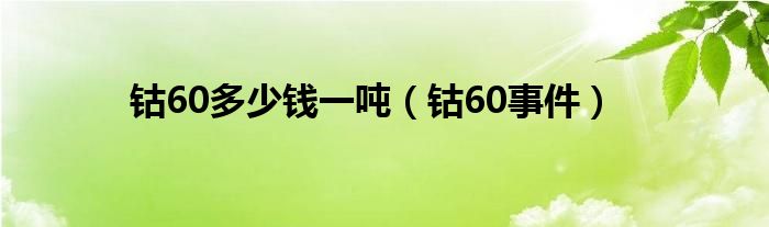 钴60多少钱一吨（钴60事件）