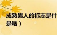 成熟男人的标志是什么?（成熟的男人的标志是啥）
