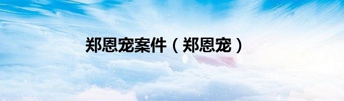 郑恩宠案件（郑恩宠）