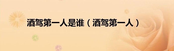 酒驾第一人是谁（酒驾第一人）