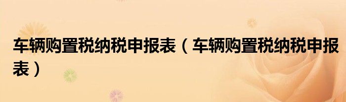 车辆购置税纳税申报表（车辆购置税纳税申报表）