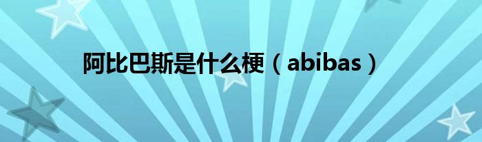 阿比巴斯是什么梗（abibas）
