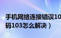 手机网络连接错误103（网络连接错误错误代码103怎么解决）