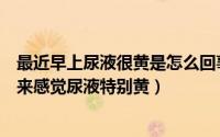 最近早上尿液很黄是怎么回事（尿液发黄是怎么回事早上起来感觉尿液特别黄）